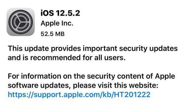 彭阳苹果手机维修分享iOS12.5.2发布，建议所有老苹果用户安装 